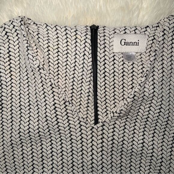 Sz Medium Black and White Ganni Anthropologie Dress - Picture 10 of 14